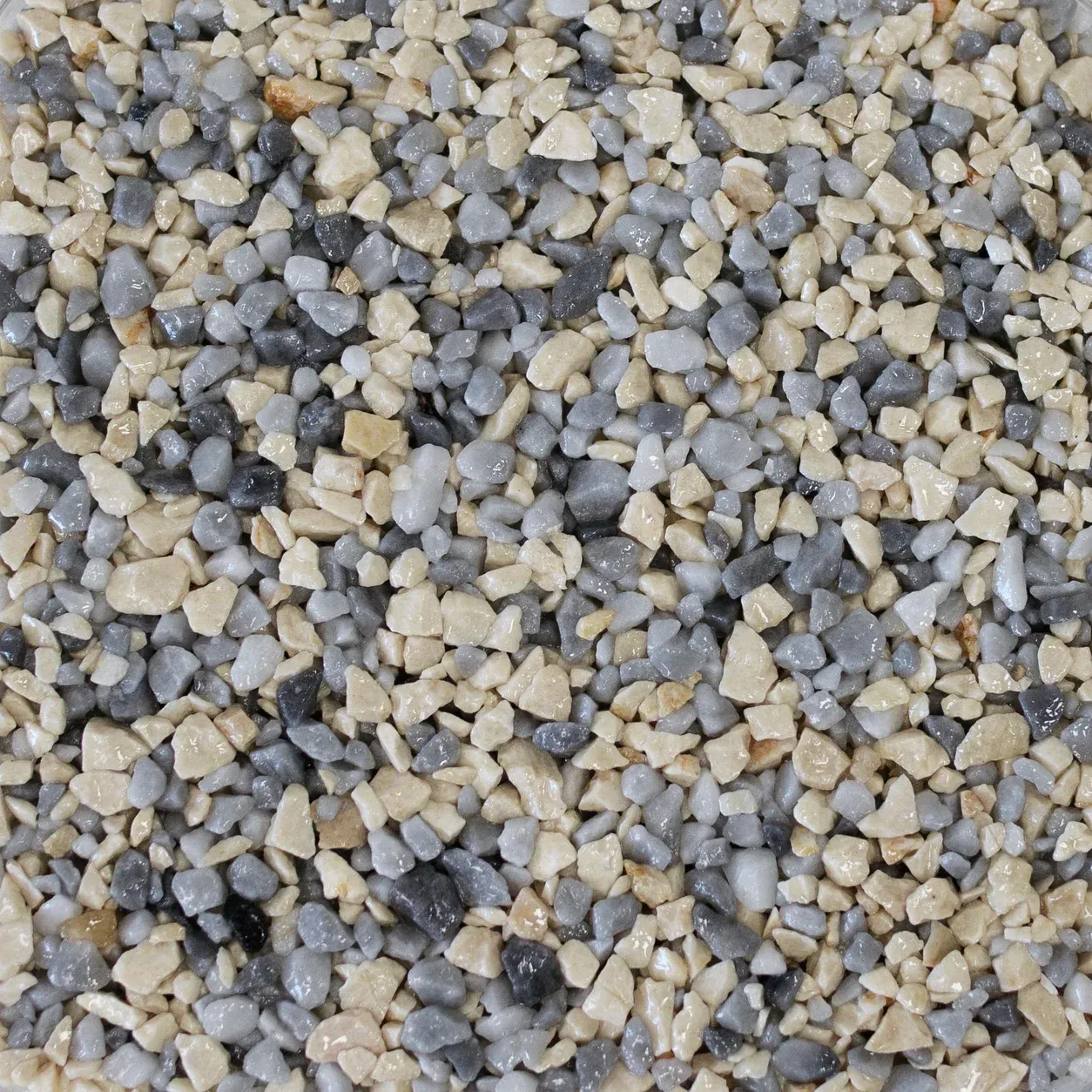 Muestra de árido para stone carpet, acabado Alejandro: Gris y crema